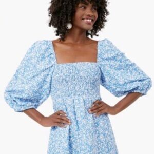 Tuckernuck linen blend Blooms on Broad Annie Smocked Dress